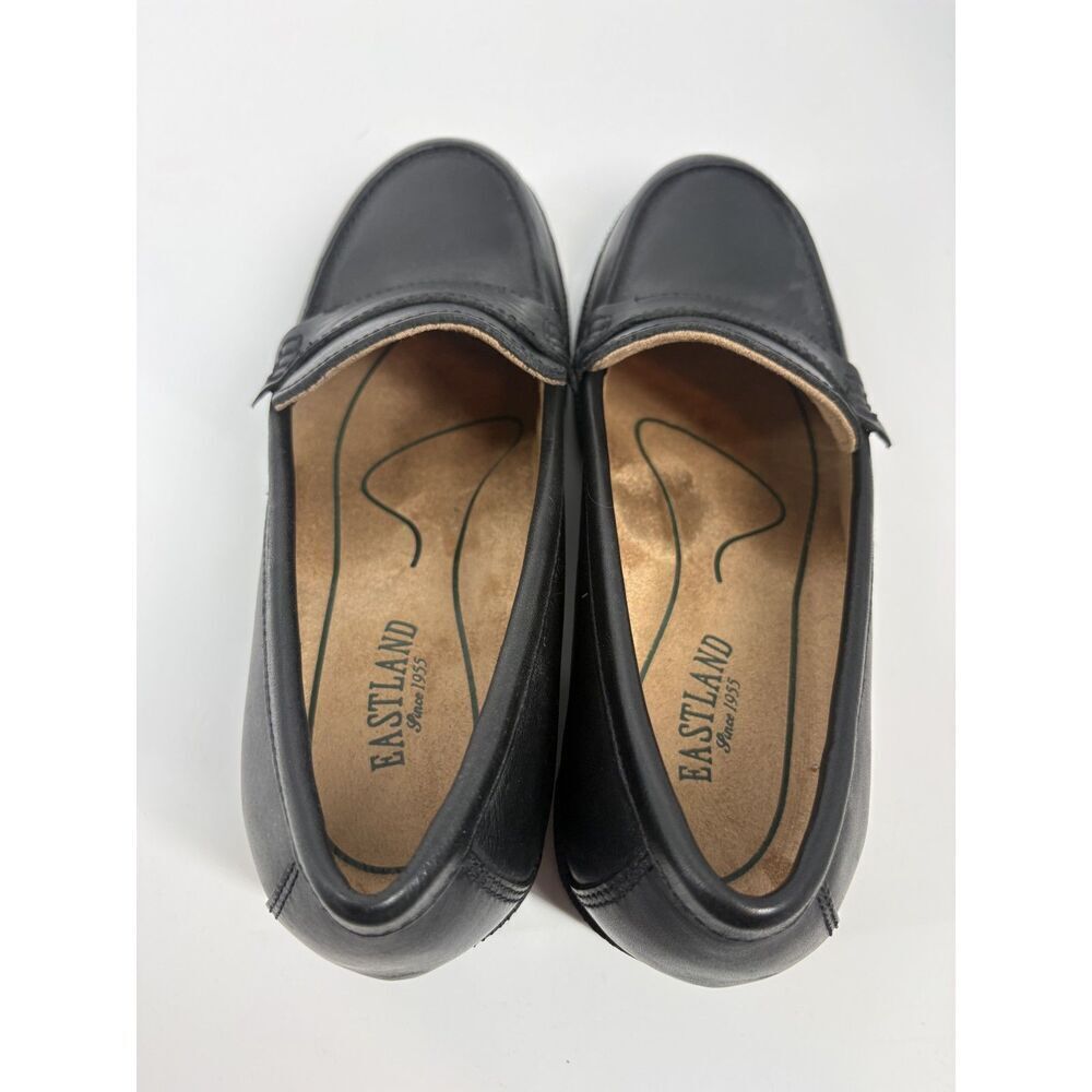 Eastland Black Leather Penny Loafers Comfort Slip-On Classic Flats - Picture 2 of 5